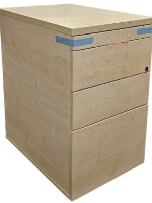 PED005 DEsk Height 3 Drawer + Pen Drawer Maple