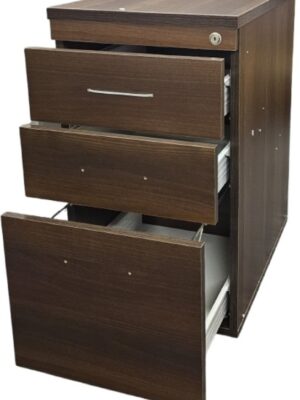 PED010 Evolution/Old Style 3 Drawer Desk Height Pedestal Walnut