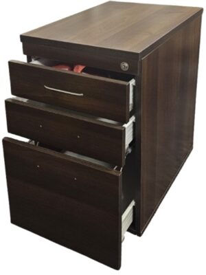 PED011 Evolution/Old Style 3 Drawer High Mobile Pedestal Walnut