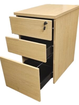 PED013 Evolution/Old Style Desk Height 3 Drawer Pedestal Windsor Oak