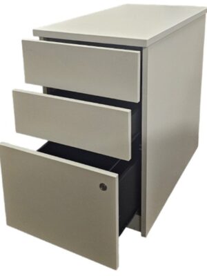 PED022 Evolution/Old Style Desk High 3 Drawer Pedestal White 800d