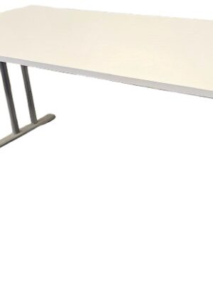 WH080 1600 x 800 White Desk Silver Legs 25mm